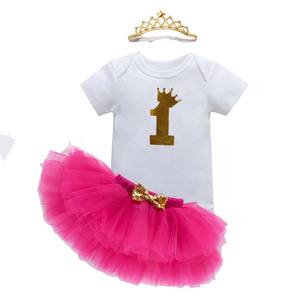 Maglietta bianca per bambine top camicia Tutu fascia 3 pz buon <span class=keywords><strong>compleanno</strong></span> 1 ° <span class=keywords><strong>compleanno</strong></span> vestito DGHB-021 - Product Image 1