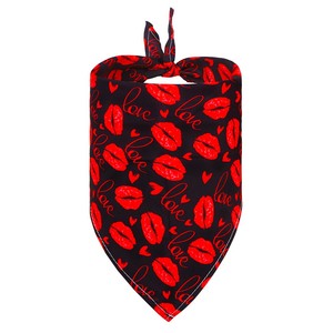 Bandana pour chien Saint-Valentin, imprimé cœurs roses, accessoire triangulaire pour animaux de compagnie, style doux, toutes saisons - Product Image 4
