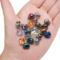 Perles en verre émaillé 8x10mm en forme de crâne, à trou central, à percer, pour bracelets et colliers DIY, thème Halloween