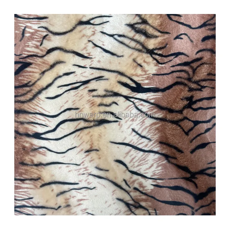 100% Polyester Tiger/Zebra/Cow/Leopard Animal Printing Velboa Fabric With S Wave