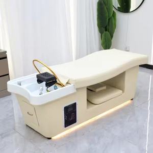 Cama de Lavado de Cabello con Luz LED para Salón de Belleza, Cama de Champú para Spa Capilar con Masaje Tailandés - Product Image 1