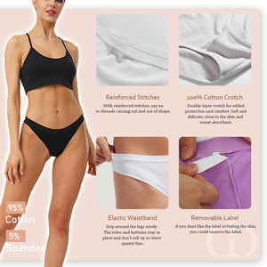 Tanga Donna in Puro Cotone a Vita Bassa con Logo Personalizzato, Tinta Unita, Bikini T-Back, per Yoga e Sport, Perizoma Brasiliano, <span class=keywords><strong>Intimo</strong></span> Femminile - Product Image 3