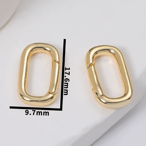 트렌디한 18K 금도금 황동 타원형 푸시 클라스프 카라비너 스프링 클라스프 DIY 수제 보석 제작 액세서리 - Product Image 6