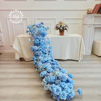 Cascade de roses artificielles série bleue, arrangement floral pour table, décoration de scène de banquet de mariage, chemin de table fleuri