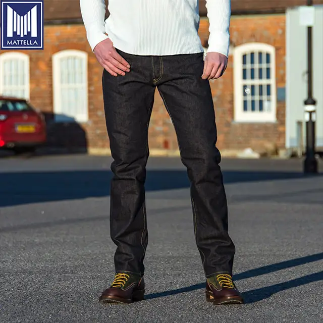 Джинсы мужские из джинсовой ткани с глубоким зауженным вырезом, цвет Индиго, 17 унций