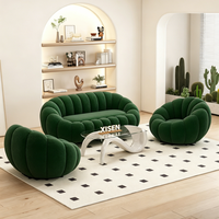 Ensemble de canapés Boucle crème incurvés avec table basse en verre pour salon, salon de beauté, centre commercial, mobilier de salon de loisirs