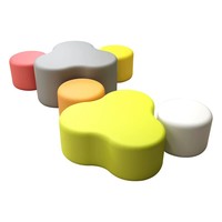 Ensemble de canapé et tabourets de bureau modulaires en tissu durable avec structure en bois - Mobilier commercial sectionnel moderne haute densité pour salon et chambre