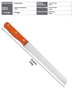 Utensilios de repostería: cuchillo para pan de acero inoxidable de 8 pulgadas con mango de madera, espátula para pasteles, cortador de tostadas, cuchillo para hornear - Product Image 6
