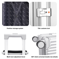 Ensemble de bagages tout aluminium OEM ODM 3 pièces, valise de voyage d'affaires de luxe à rayures verticales classiques avec roulettes 360° °   Roues pivotantes