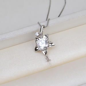 Collar con Colgante Floral de Plata S925 para Mujer, Accesorio de Joyería DIY con Perla de Circonio Grande, Producto Semiterminado, Perlas Sueltas - Product Image 3