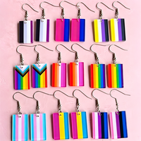 Boucles d'oreilles en acrylique en forme de cœur, arc-en-ciel, LGBT, Gay Pride, géométriques, simples, multicolores, mode printemps-été, tendance, cadeau de fête