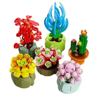 Oliowl Bouwstenen Mini Bonsai Blind Vlees Planten Doos Model Cactus Sets Bricks Kinderen Speelgoed Geschenken Rose Zonnebloem 28 Stijl