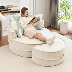 Aliexpress Contemporary Velvet Chair with Ottoman Villa Living Room Furniture Quick Setup Compressed Pack - Product Image 1