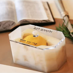 Tùy chỉnh bát giác bằng đá cẩm thạch Acrylic <span class=keywords><strong>esrog</strong></span> hộp với nắp di động cho bữa tiệc của người Do Thái sukkot - Product Image 5