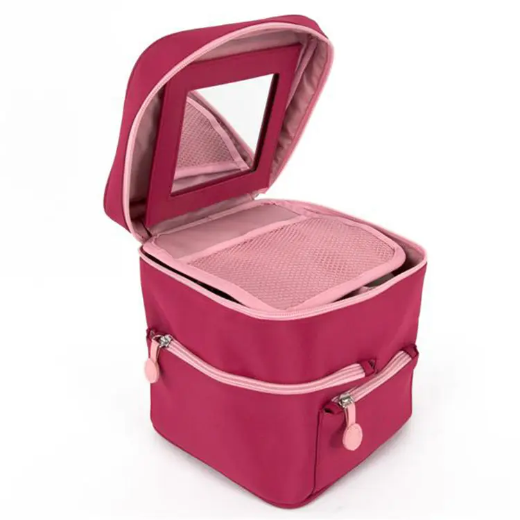 Wholesale 6 Compartment Travel Organizer Makeup Brush Set Case Cosmetic Vanity Bag with Inner Separated Compartment