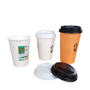 8oz 16oz 32oz Eco friendly biodegradable personalised branded hot drinks paper cups with lids