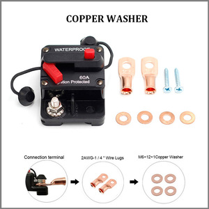 Portafusibles en Línea <span class=keywords><strong>de</strong></span> Alta Corriente 30A-300A, Interruptor <span class=keywords><strong>de</strong></span> Circuito <span class=keywords><strong>de</strong></span> CC Impermeable para Audio, Mini Portafusibles con Reinicio Manual - Product Image 3