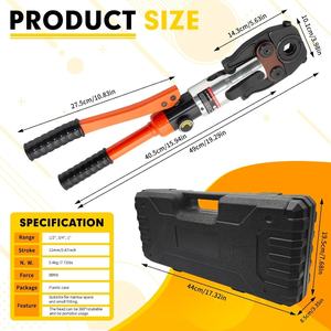 Гидравлический пресс GLAM CW-1930 для обжима медных труб, 1/2, 3/4, 1 дюйм, с насадками для нержавеющей стали и фитингами PEX, усилие 10 тонн - Product Image 6