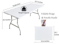 Table pliante d'extérieur portable personnalisée et économique / Table de jardin pliable en plastique blanc de 6/8 pieds au design moderne pour événements et réceptions