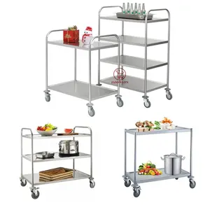 Catering Equipment Stainless Steel Work Table Cart Buffet Trolley 4/5Tiers Commercial Food Serving Cart For Restaurant