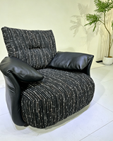 Fauteuil pivotant inclinable de luxe de style scandinave moderne, rembourré en cuir, avec structure en acier au carbone, directement de l'usine, pour un confort optimal