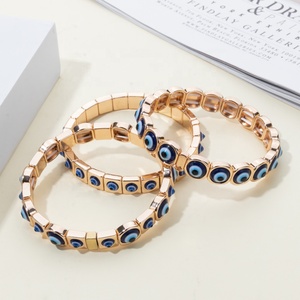 <span class=keywords><strong>Pulsera</strong></span> Boho Turca de Ojo Turco con Cuentas Esmaltadas, Chapada en <span class=keywords><strong>Oro</strong></span>, Amuleto de Protección Nazar, Joyería Apilable para Mujer, Regalo - Product Image 3