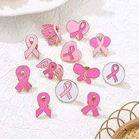 Broche en émail personnalisée en métal pour la sensibilisation au cancer du sein, ruban rose, vente en gros