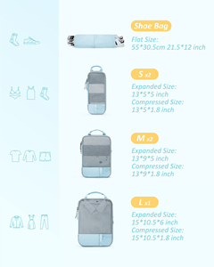 Custom logo Versatile <b>Travel</b> <b>Bag</b> 6 Set Compression Packing Cubes Lightweight Accessories Suitcase Organizer <b>Bags</b> - Product Image 3