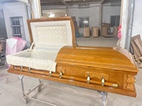 Cercueils en placage de bois de Paulownia de style américain SA46 avec doublure en velours blanc, finition cerisier, pour enterrement d'adultes, fabriqués en Chine