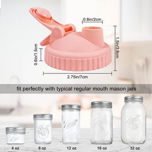 Bình Mason Đóng Hộp Miệng Rộng Bằng Nhựa Có Thể Tái Sử Dụng Chống Rò Rỉ Bình Đóng Hộp Chân Không Rót Đồ Uống Có Nắp Đậy Nắp Đậy Để Uống - Product Image 2