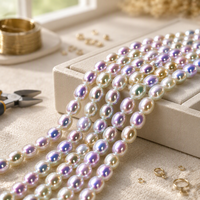 Perles de verre ovales irisées 8x10mm pour la fabrication de bijoux en gros