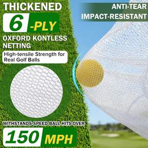 Filet de pratique de golf avec tapis de frappe Tri-Turf - Cible d'entraînement pliable, 12 balles en mousse et 6 tees dans un sac de transport - Intérieur extérieur - Product Image 6