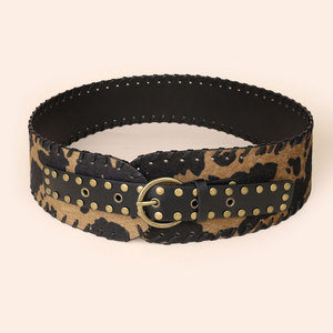 Nouvelle <span class=keywords><strong>ceinture</strong></span> large vintage tendance pour <span class=keywords><strong>femme</strong></span>, style streetwear, avec rivets et boucle ardillon en alliage, accessoire de mode de luxe pour festival de musique - Product Image 3