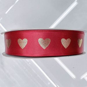 Cinta <span class=keywords><strong>de</strong></span> satén <span class=keywords><strong>de</strong></span> poliéster Beidong <span class=keywords><strong>de</strong></span> 2.5 cm con corazón <span class=keywords><strong>de</strong></span> amor y lámina dorada para decoración <span class=keywords><strong>de</strong></span> cajas <span class=keywords><strong>de</strong></span> regalo, embalaje floral, lazos <span class=keywords><strong>de</strong></span> corazón y manualidades DIY - Product Image 3