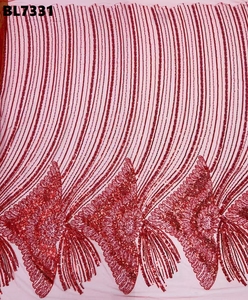 Bengal 3D hạt vải ren <span class=keywords><strong>2025</strong></span> Chất lượng cao lưới thêu đính 3D hoa vải tuyn Nigeria vải ren cho cô dâu - Product Image 1