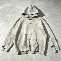Sweat à capuche en molleton français haut de gamme à ourlet brut, effet vieilli et délavé, personnalisable, fabriqué en Chine