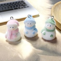 Hoogwaardige 3D harsfiguren met flocking, hars ornament, cartoon sneeuwpop harsmallen, flocking hars charme voor Kerstmis