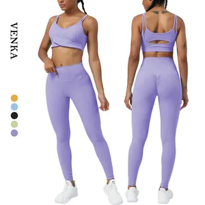 2024 Women's Gym Fitness Activewear Two Pieces Sports Bra & High Waist Scrunch Hip Lift Yoga Pants Leggings Set