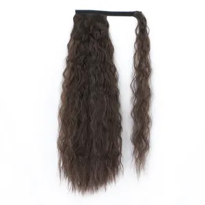 Aisi头发水波棕色黑人卷曲卷曲性感马尾辫为黑人妇女抽绳合成马尾辫头发延伸