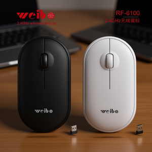 Weibo RF-6100 2.4Ghz Wireless <b>Mouse</b> Black White <b>USB</b> Receiver Included - Product Image 3