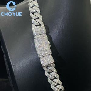 Collares de Plata de Ley 925 con Moissanita de 15 mm, Cadena Cubana para Hombre, Joyería Hip Hop Iced Out, Pasa el Test de Diamantes GRA - Product Image 4