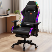 Chaise de jeu ergonomique RGB LED avec haut-parleurs en cuir PU, chaise de bureau de haute qualité pour gamer