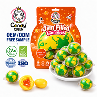 Bonbons gélifiés OEM sous marque privée, bonbons gélifiés à la fraise fourrés à la confiture, boules de gelée planétaires, bonbons à mâcher, vente en gros, fournisseur de bonbons Halal