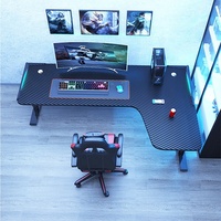 Bureau d'angle debout en forme de L chaise et table de jeu sur ordinateur
