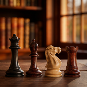 Vieux jeu d'échecs anglais, jeu de table, jeu d'échecs, couleur marron, pièces d'échecs - Product Image 1