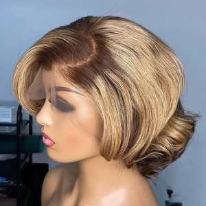 Parrucca P4/27 100% Capelli Umani, Parrucca Corta con Frontale in Pizzo Svizzero Senza Colla per Donne, Onda Naturale 12V 4-pin 30A 1 Pezzo - Product Image 3