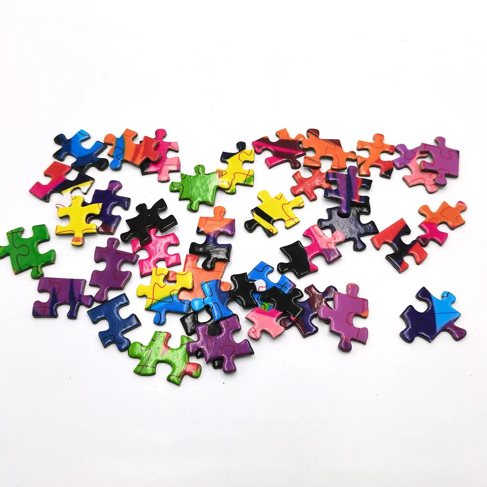 Harga pabrik pencetakan karton 2 mm permainan puzzle dewasa anak-anak 1000 500 teka-teki jigsaw 100 untuk mainan hiburan gratis