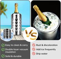 Nouveau design de refroidisseur de bouteilles de bière et de vin à double paroi en acier inoxydable personnalisé seau à glace à champagne refroidisseur seau refroidisseur