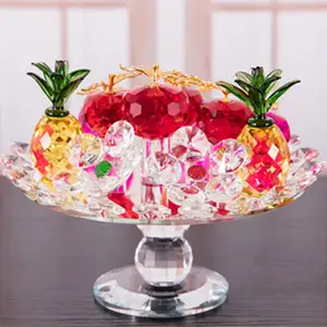 Plato giratorio de cristal Artificial para Decoración de mesa del hogar, regalo de fruta de manzana