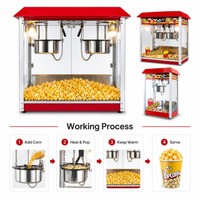 Elektrische popcornmachine, goede kwaliteit voor gebruik in bioscopen en restaurants, 220V, voor bakkerijen, nieuwe staat, geschikt voor snacks zoals maïs en fruit.